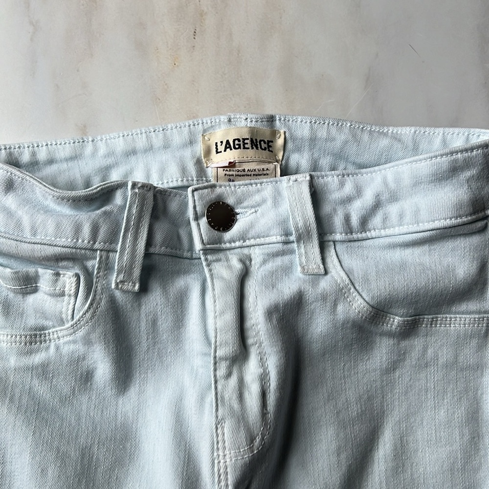 L'agence Margot High Rise Skinny Raw Hem Jeans in Blue Pastel! - Picture 6 of 9